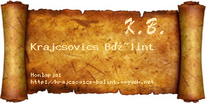 Krajcsovics Bálint névjegykártya