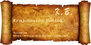 Krajcsovics Bálint névjegykártya